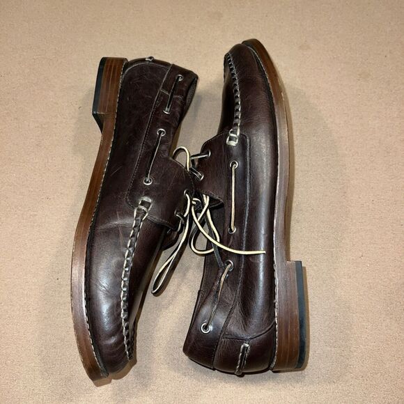 Thursday Boot Co. Handsewn Loafer Men 12.5 Hickory Leather Boat Moccasin Slip on main image 2